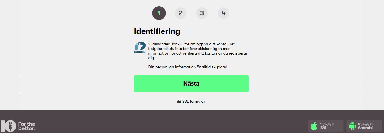 Verifiera din identitet med BankID i det första steget av kontoregistreringen