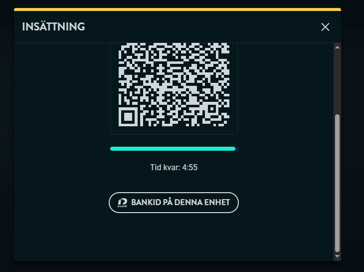Skanna QR-koden för att verifiera din Trustly-insättning med BankID inom tidsgränsen
