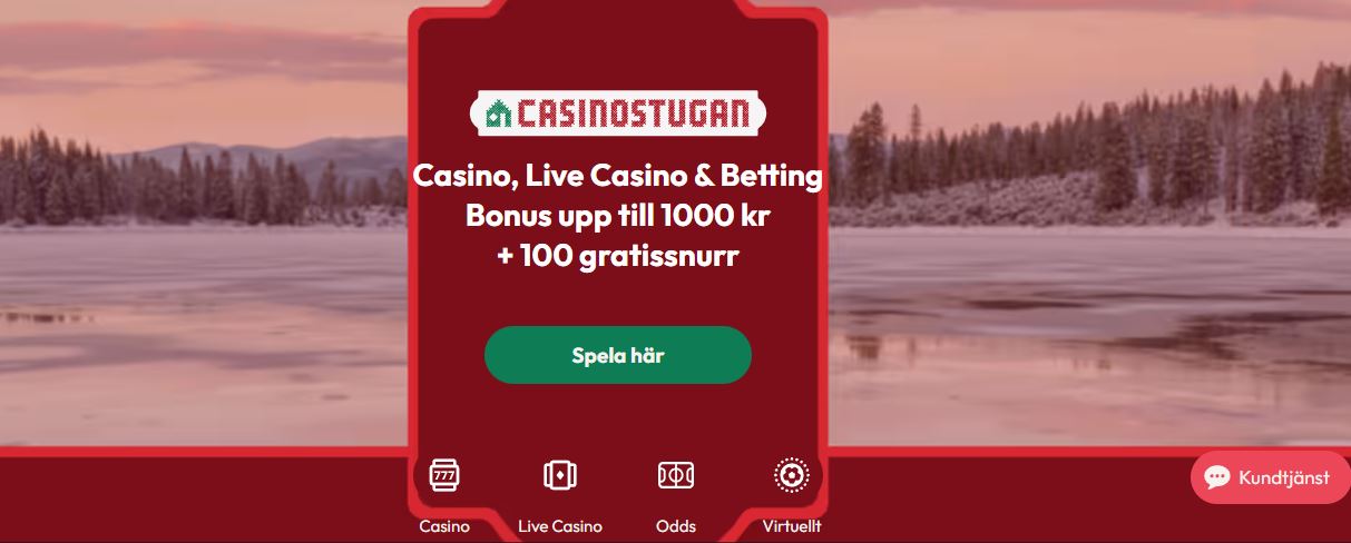 Besök Casinostugan och hämta bonus upp till 1000 kr med gratissnurr